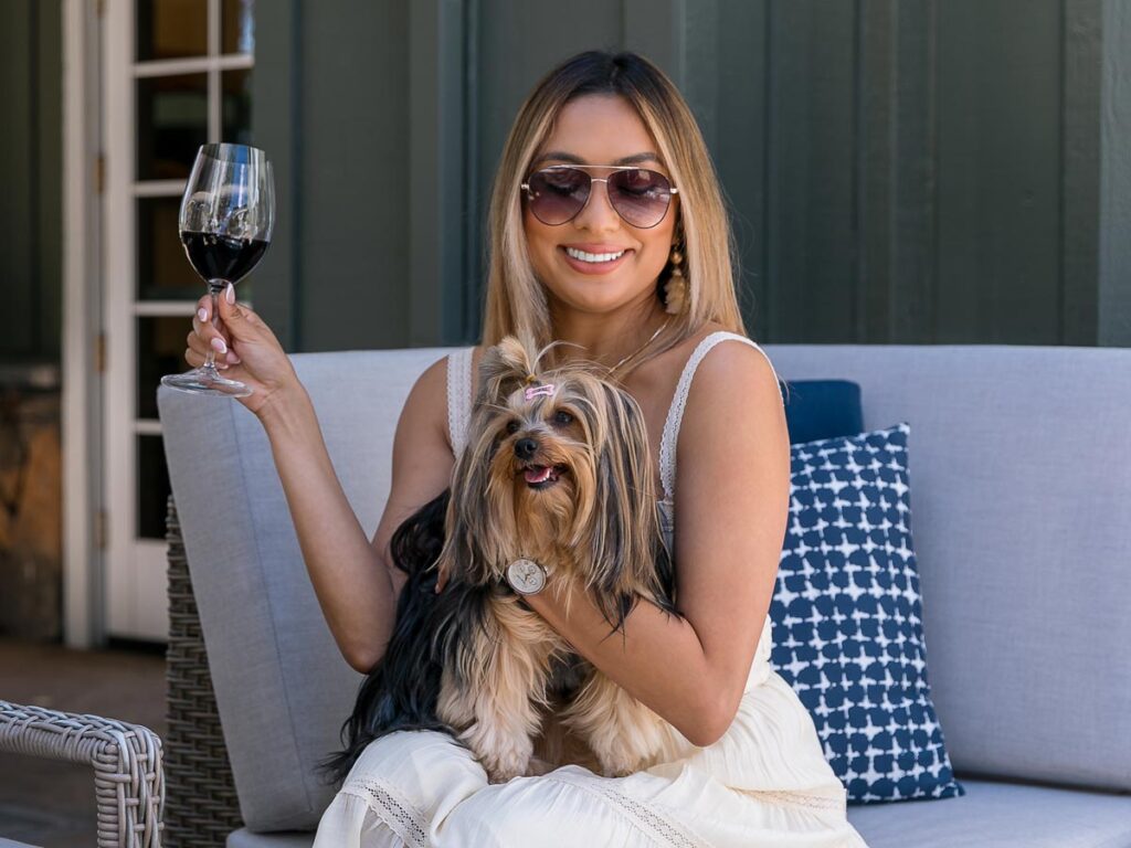 Lady With Wine And A Dog